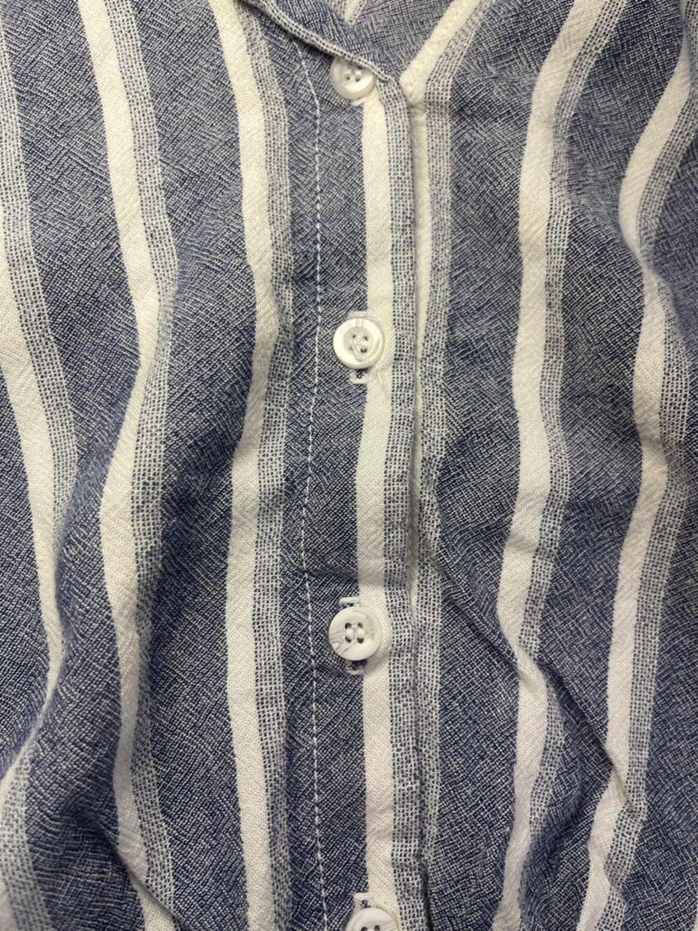 Like NEW! Bella Dahl Striped Button-Front Tie Hem Top - Blue & White - Picture 4 of 16